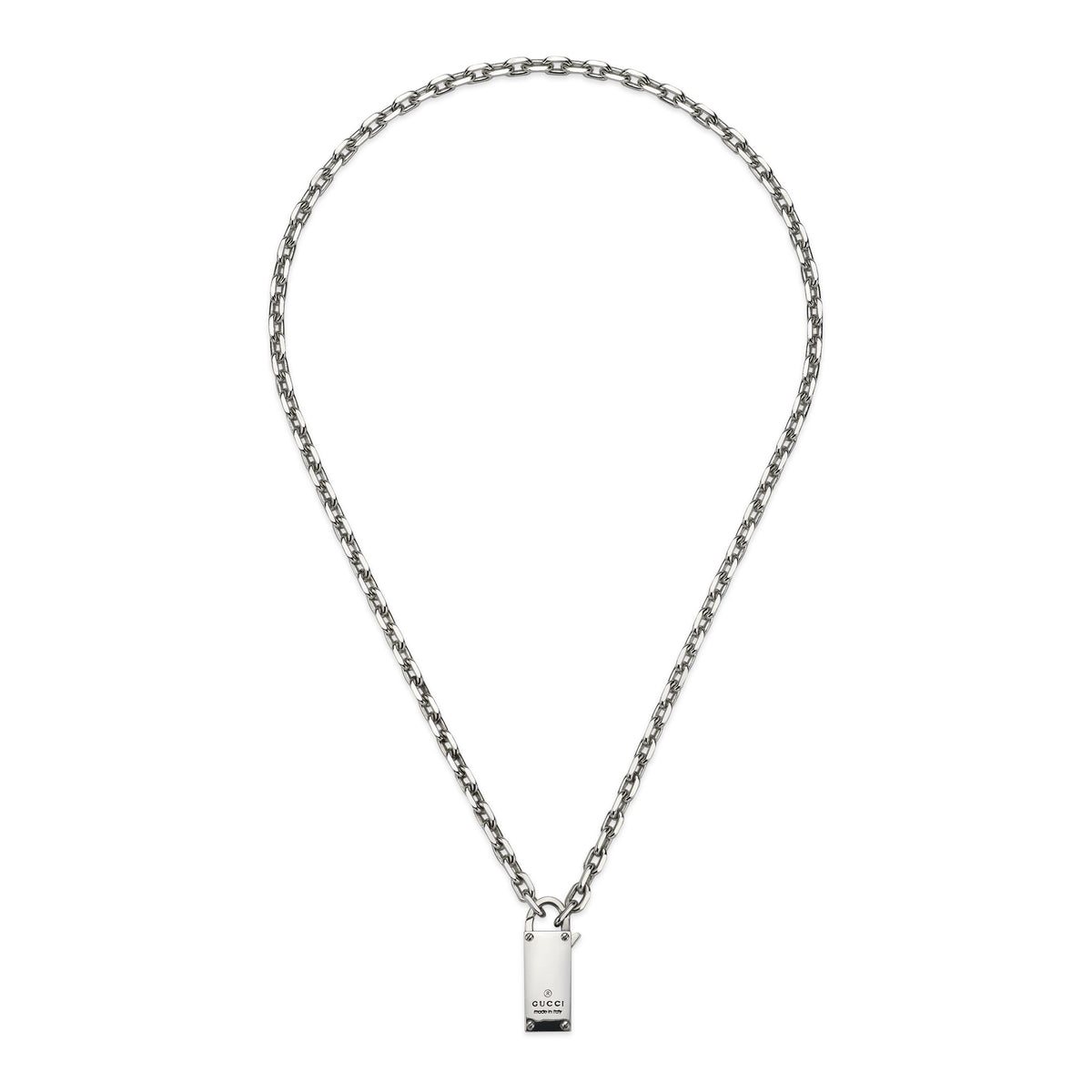 Gucci Trademark Sterling Silver Padlock Necklace