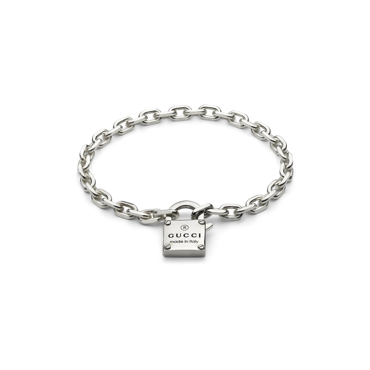 Gucci Trademark Sterling Silver Padlock Bracelet