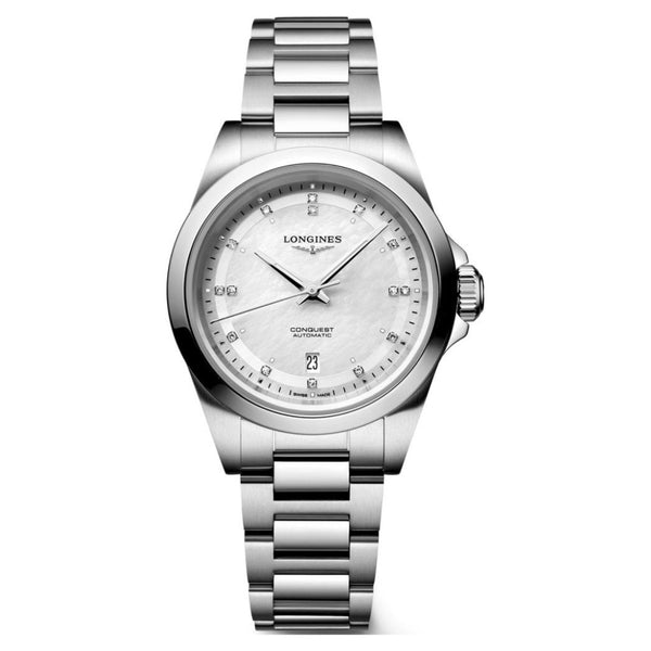 Longines Conquest Automatic Mother of Pearl Diamond Dial 30mm Watch L3.320.4.87.6
