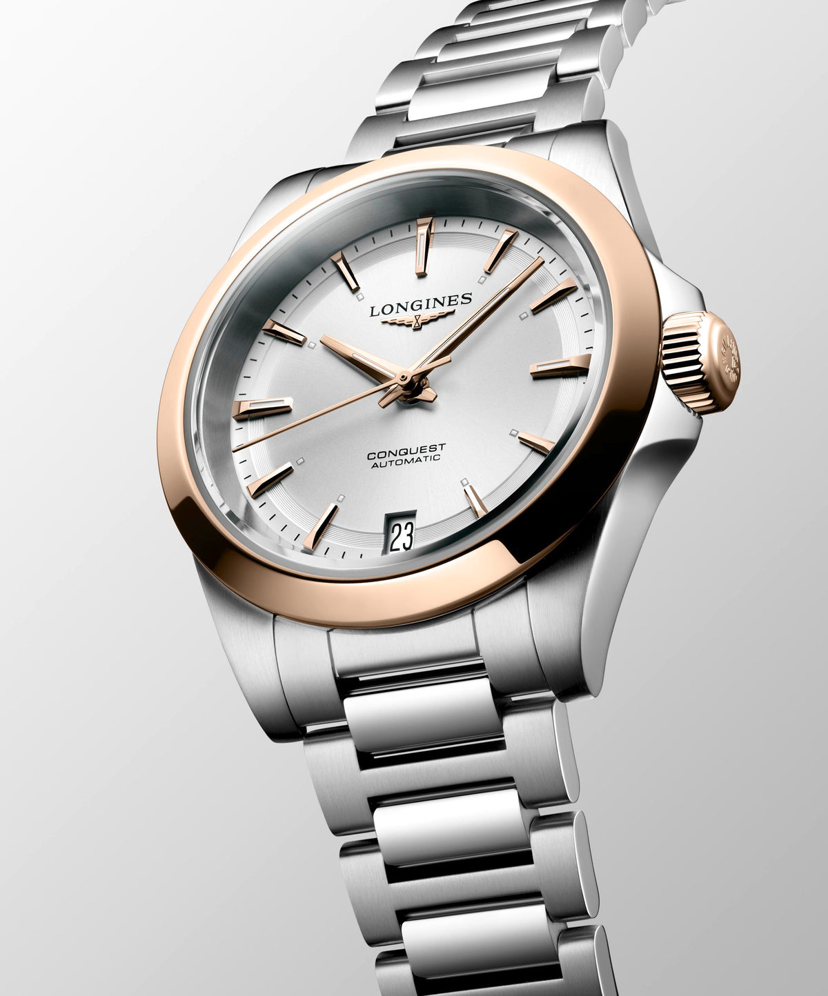 Longines Conquest Automatic Silver Dial & Rose Gold 34mm Watch