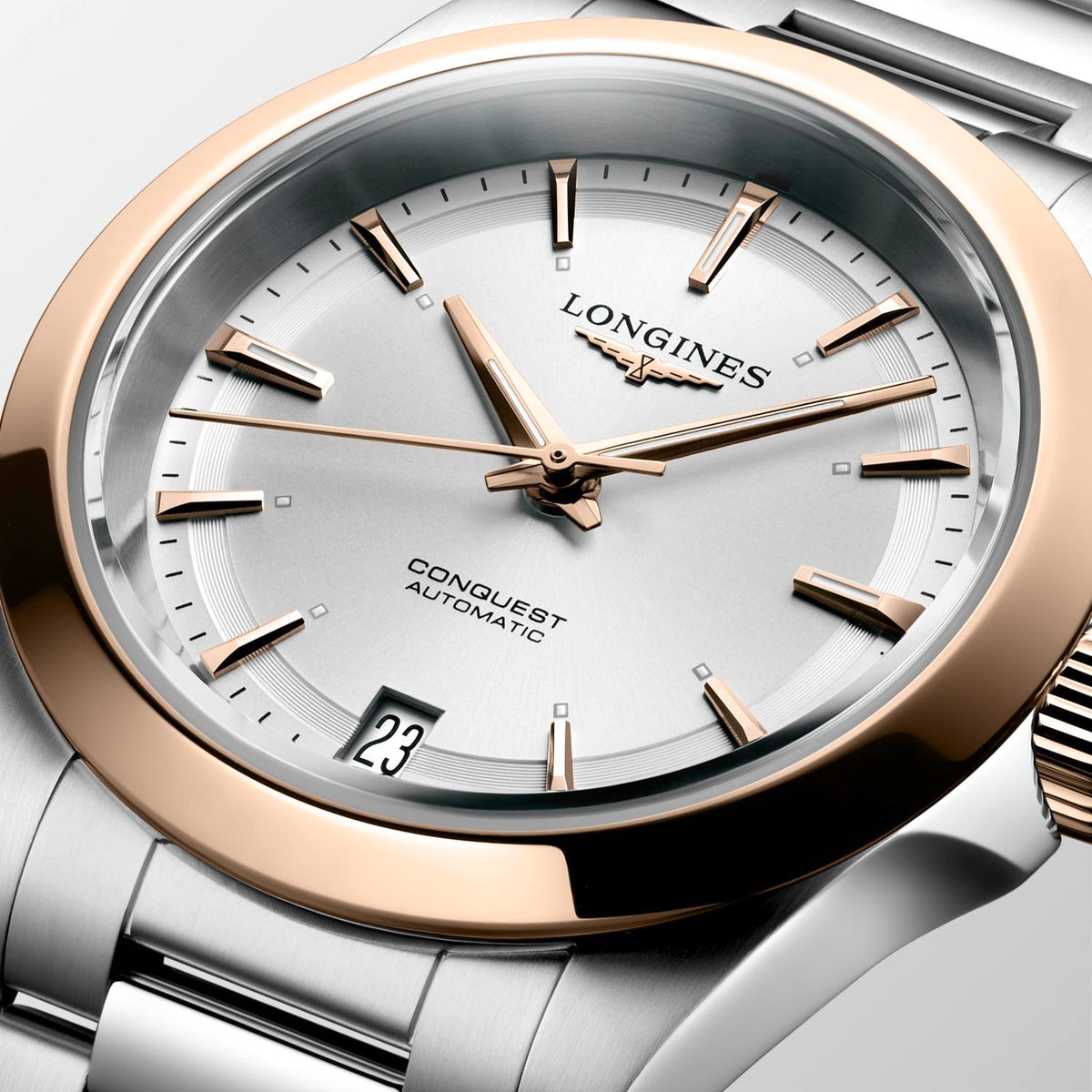 Longines Conquest Automatic Silver Dial & Rose Gold 34mm Watch