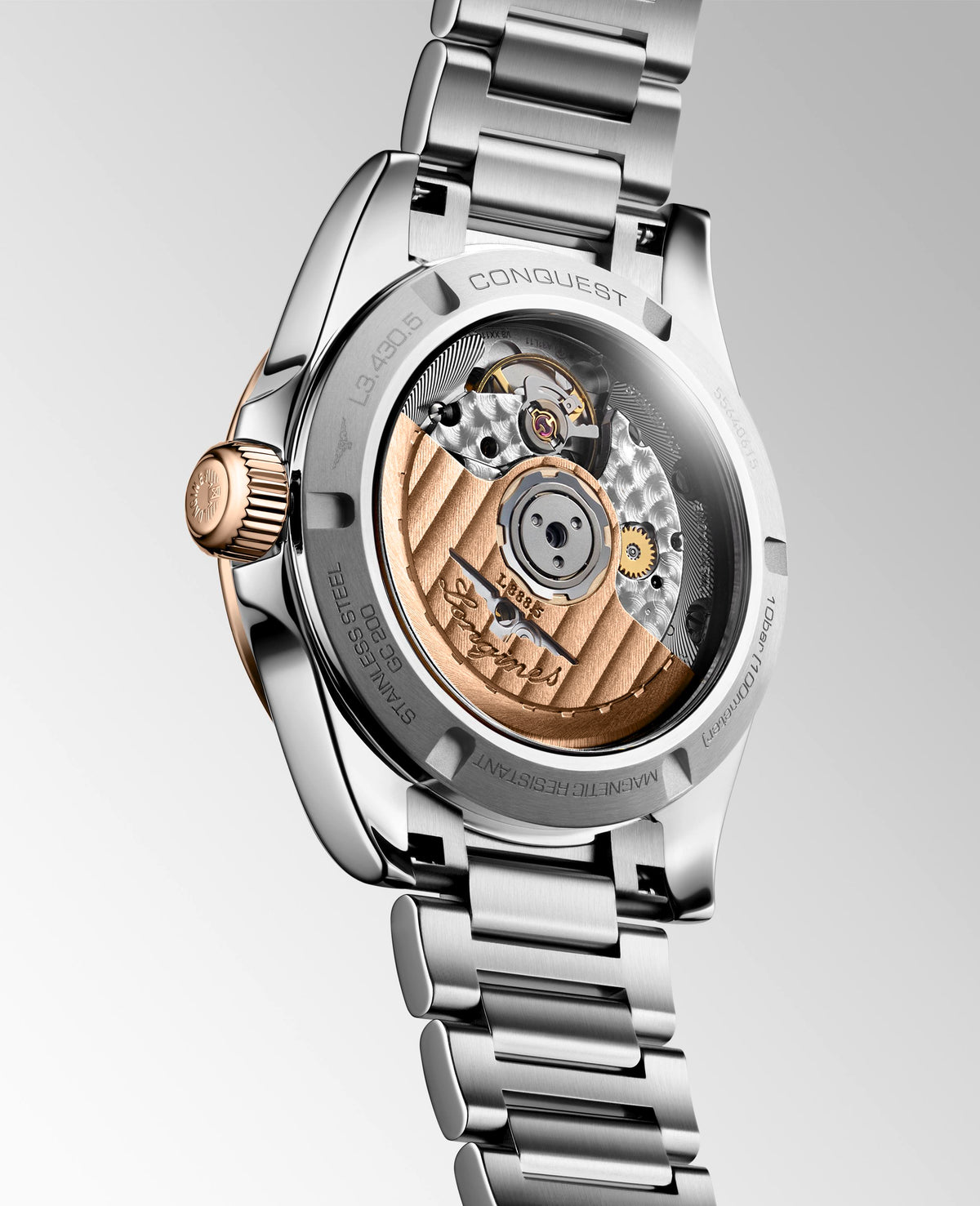 Longines Conquest Automatic Silver Dial & Rose Gold 34mm Watch
