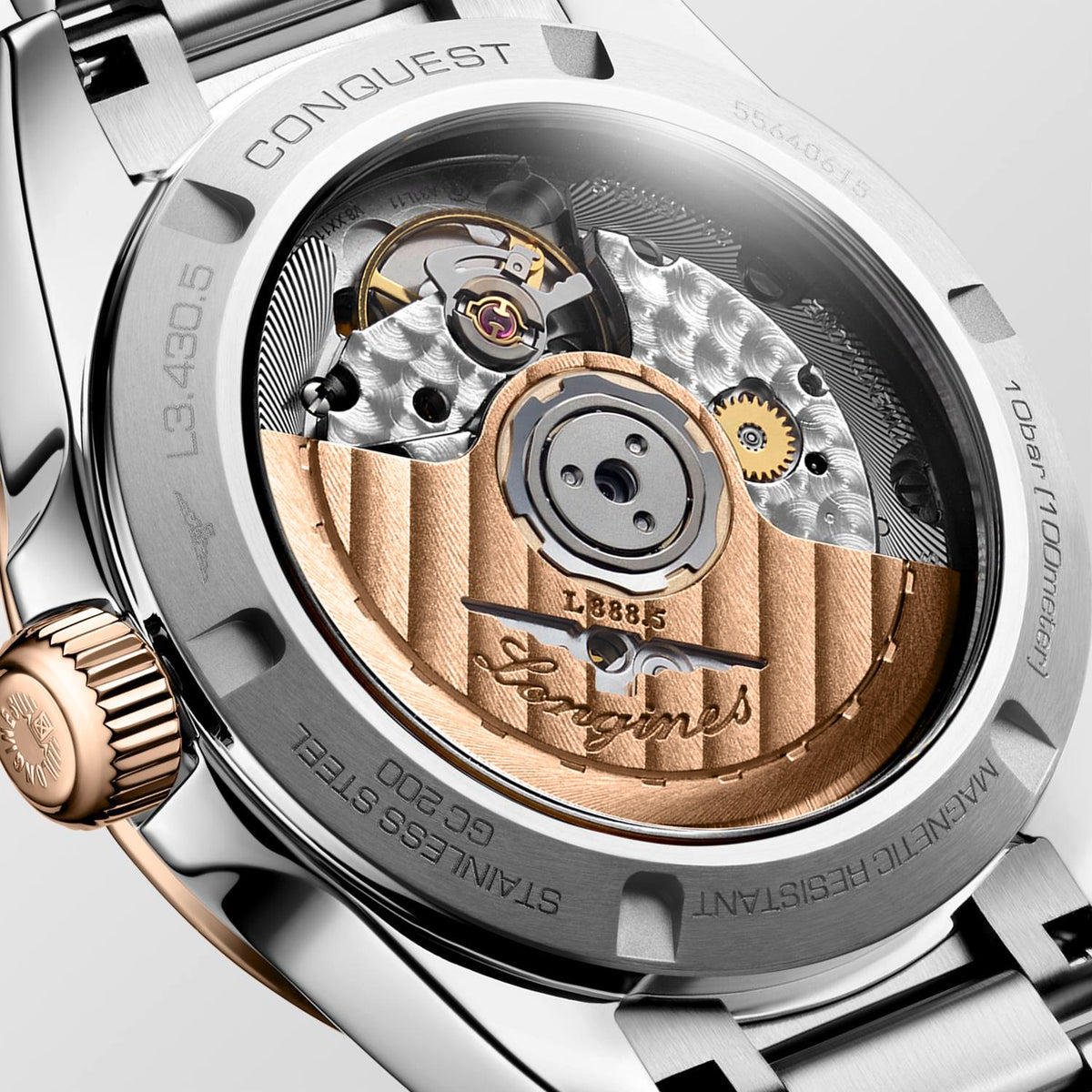 Longines Conquest Automatic Silver Dial & Rose Gold 34mm Watch
