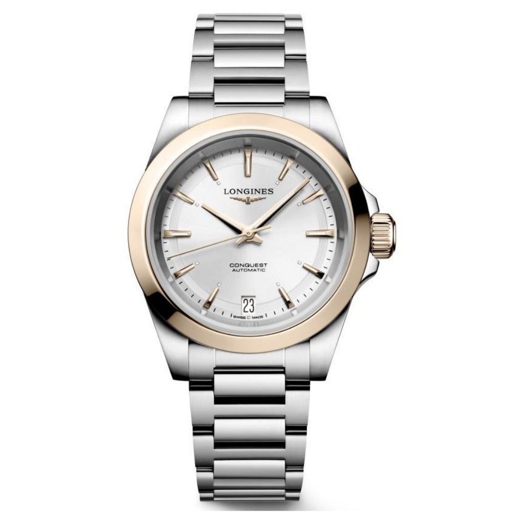 Longines Conquest Automatic Silver Dial & Rose Gold 34mm Watch