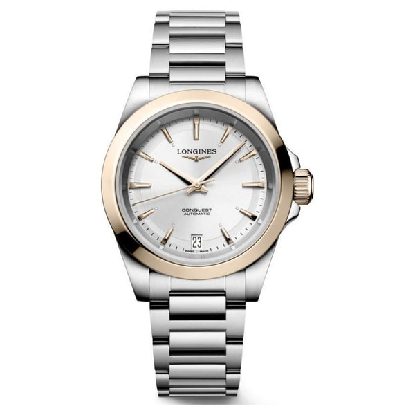 Longines Conquest Automatic Silver Dial & Rose Gold 34mm Watch