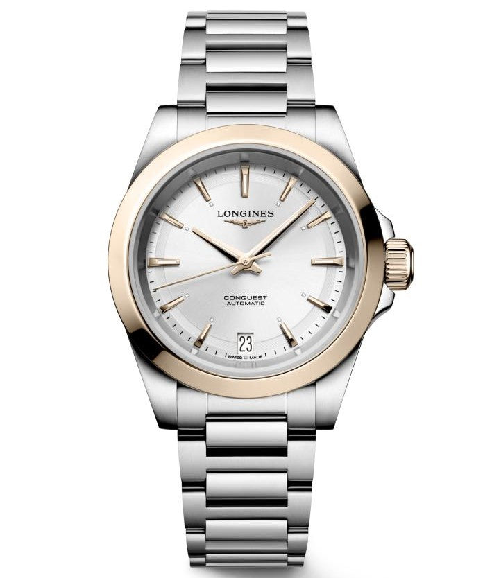 Longines Conquest Automatic Silver Dial & Rose Gold 34mm Watch