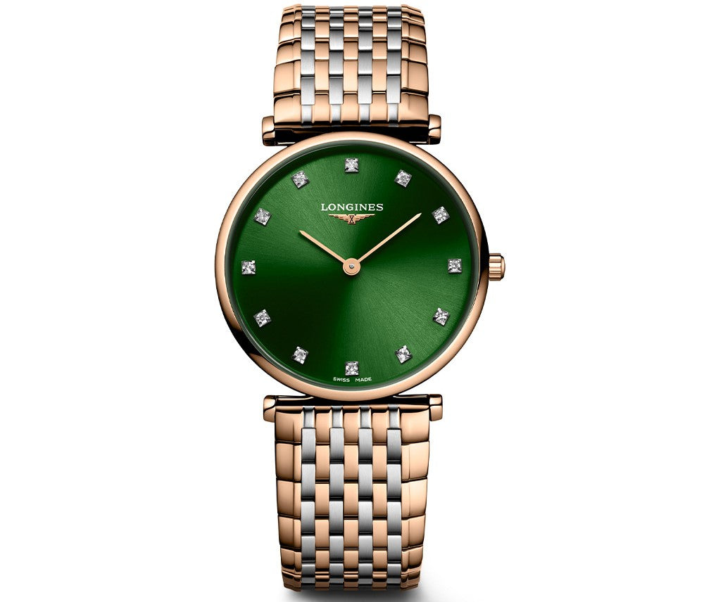 Longines La Grande Classique Rose & Steel, Green Dial 29mm Watch L4.512.1.08.7