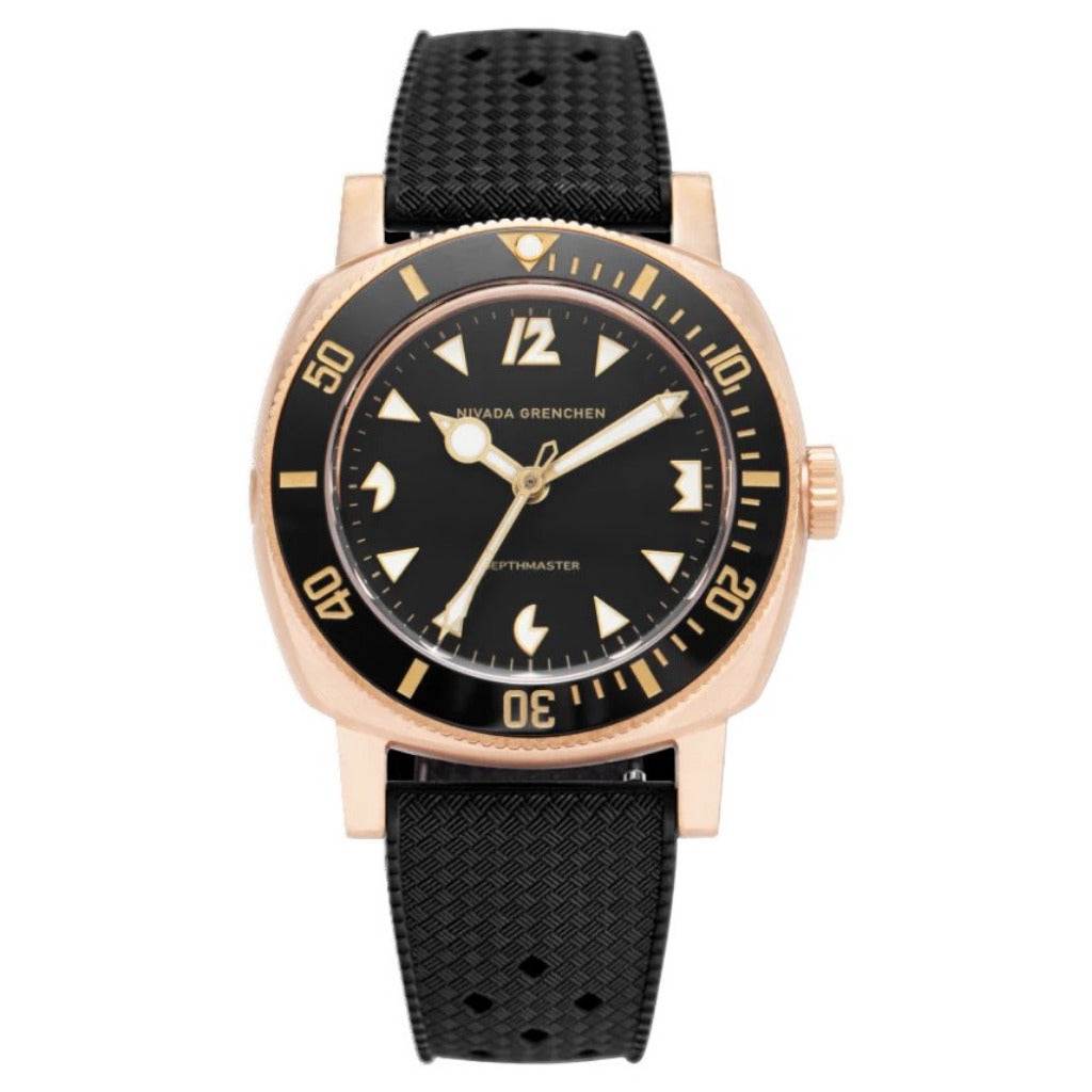 Nivada Grenchen Depthmaster Bronze Ruber Strap 39mm Watch 14123A01
