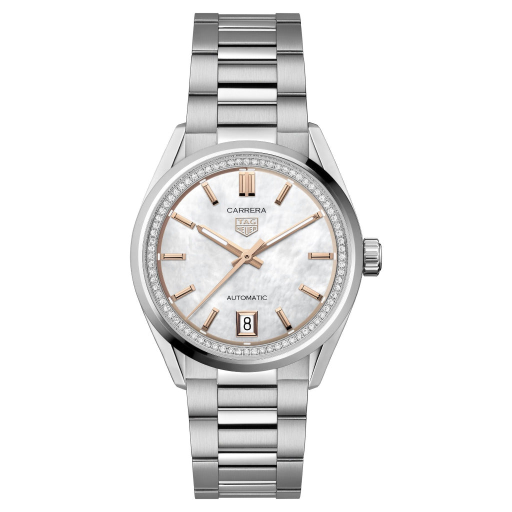 Tag Heuer Carrera Date Mother of Pearl Diamond Dial 36mm Watch WBN231C.BA0001