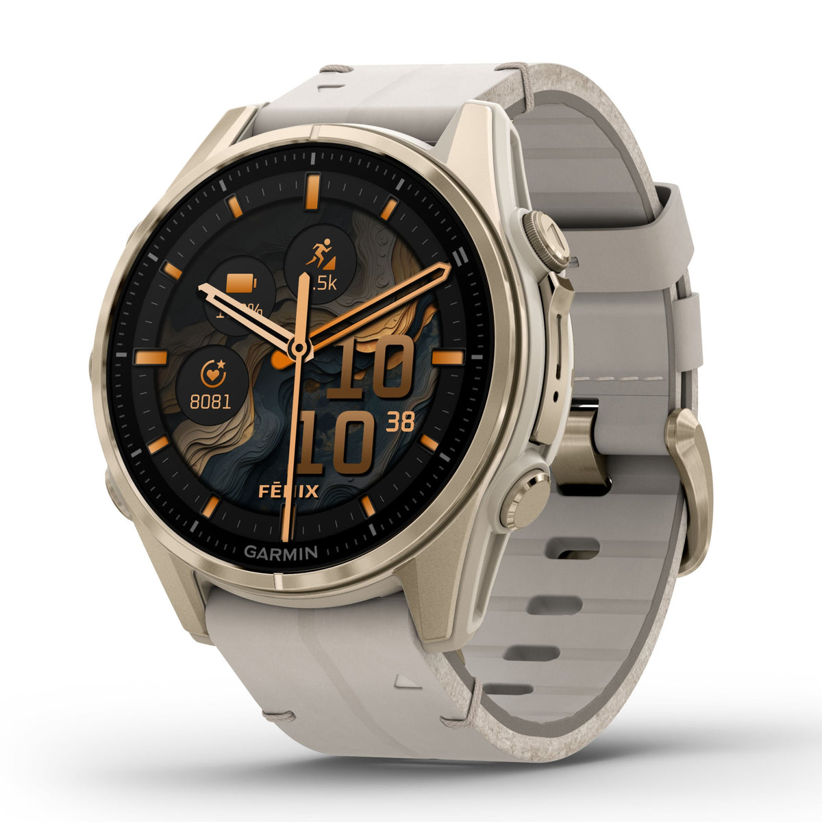 Garmin Fenix 8 - 43mm Sapphire AMOLED Soft Gold & Fog Grey 010-02903-40