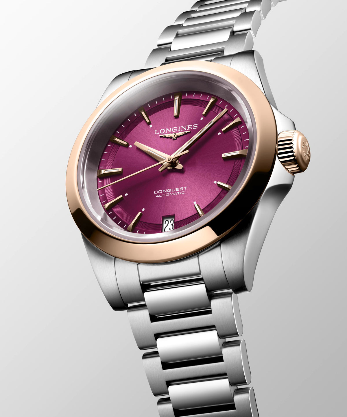 Longines Conquest Automatic Rose & Purple Dial 34mm Watch L3.430.5.98.6