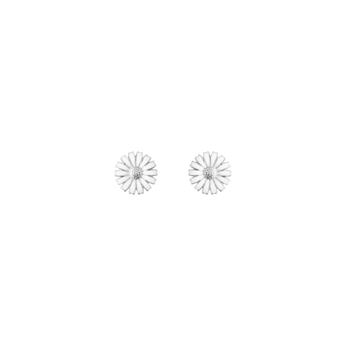 Georg Jensen Daisy Ear Studs, Sterling Silver & White Enamel