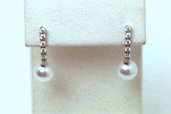 Mikimoto White Gold Diamond Drop Earrings