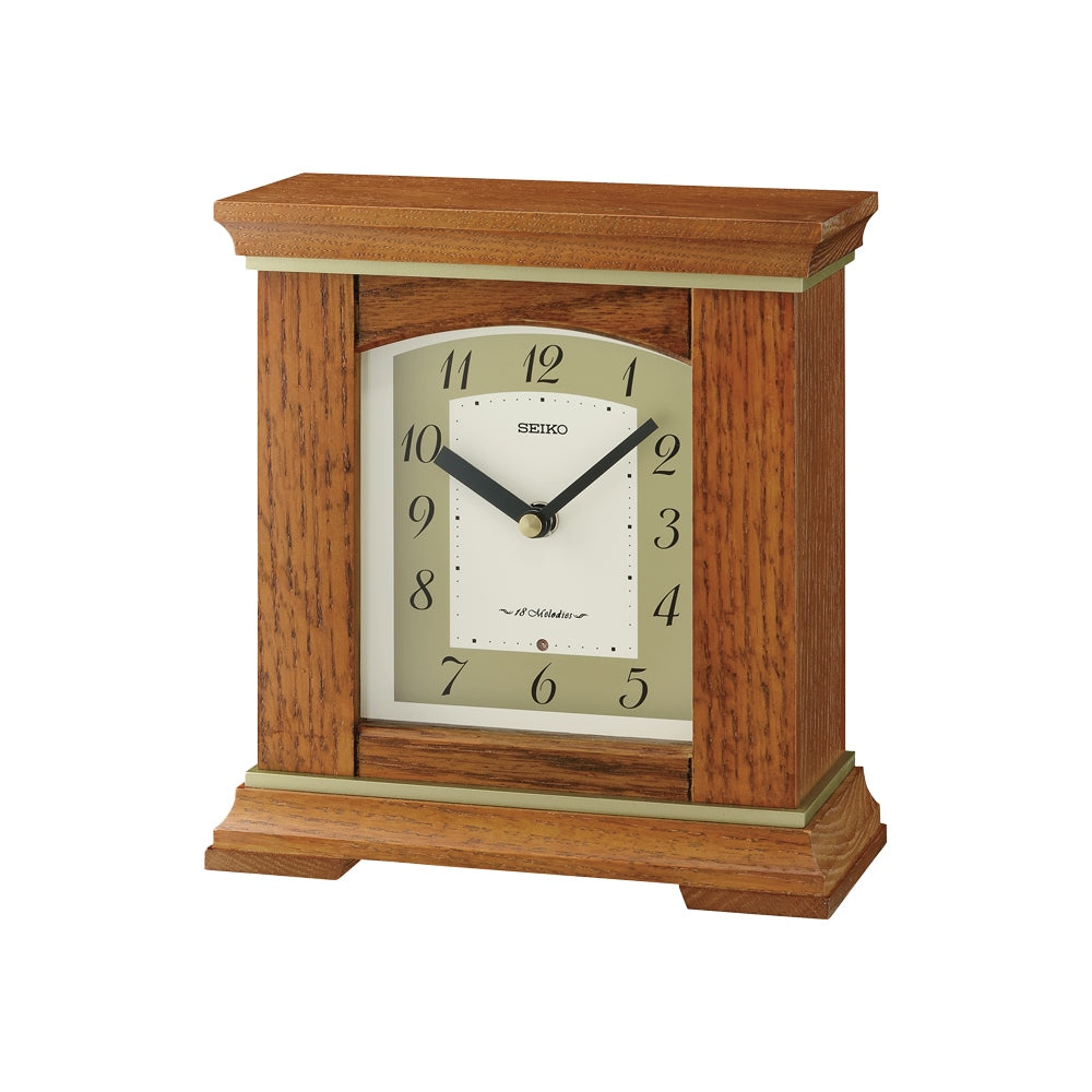 Seiko Oak Wood Finish Musical Mantel Clock QXW249B