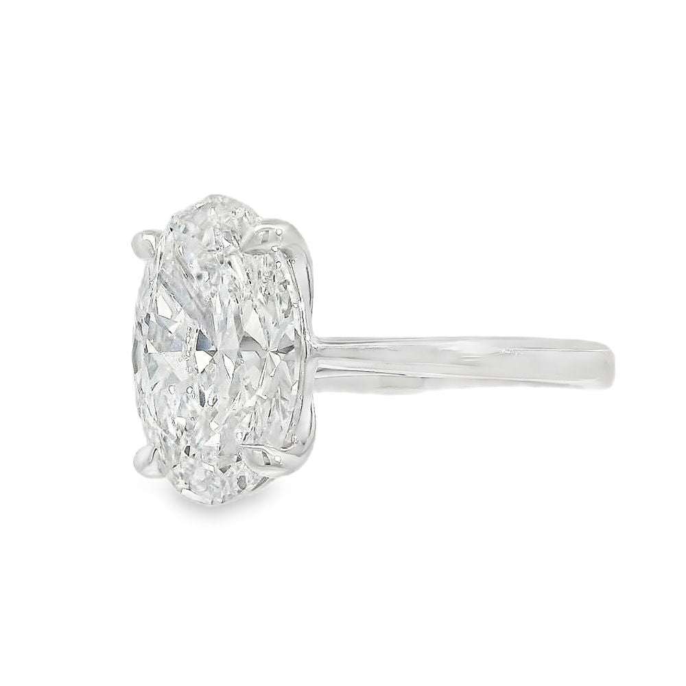 Oval Cut Single Stone 4.01ct Lab Grown Diamond, Platinum