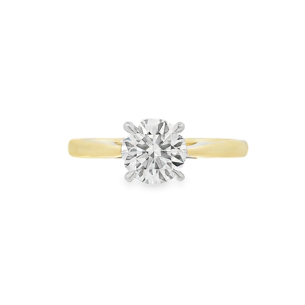Round Brilliant Cut Single Stone 1.05ct Lab Grown Diamond, 18ct Yellow Gold And Platinum