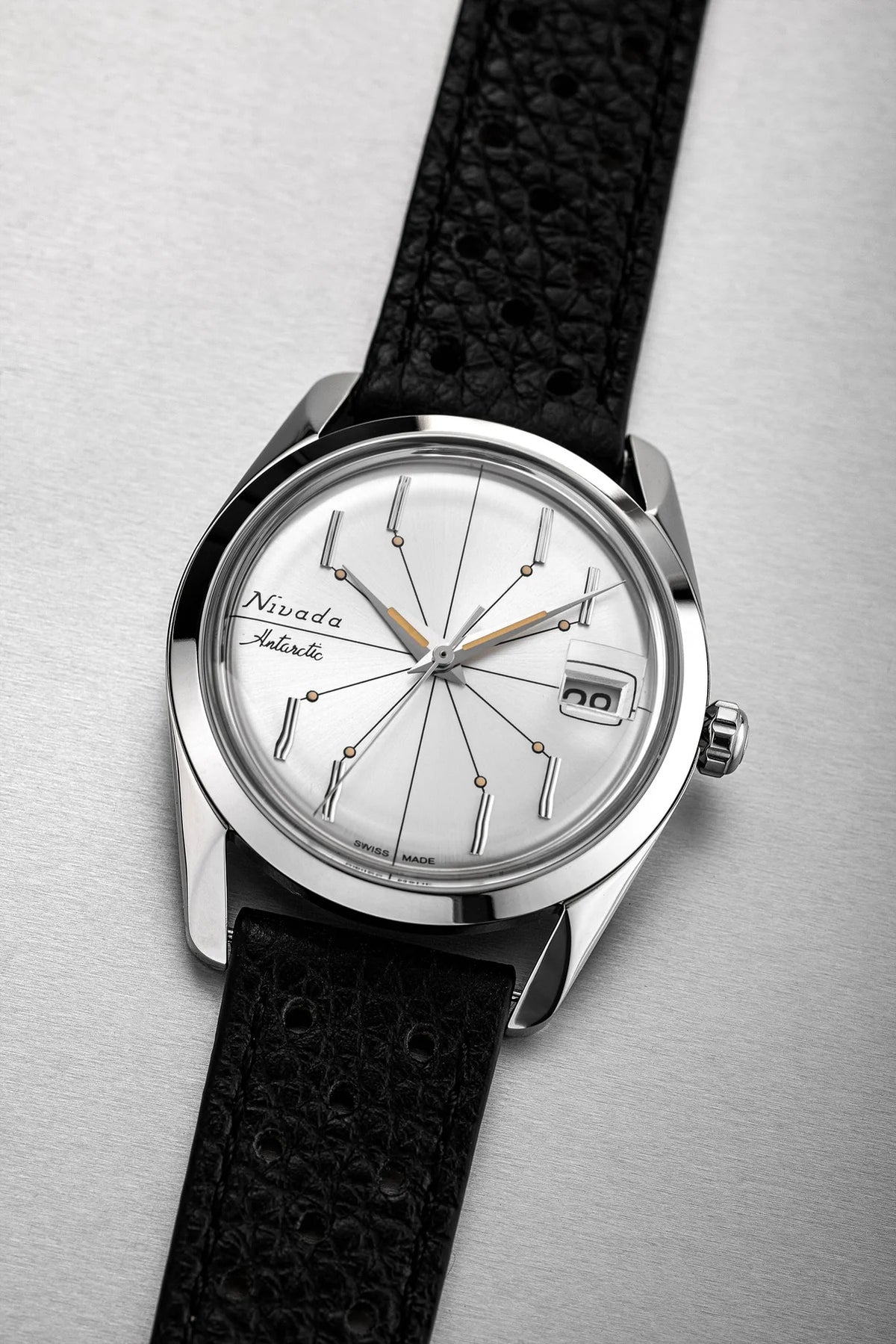 Nivada Grenchen Antarctic Spider Silver 35mm Watch 35012M40