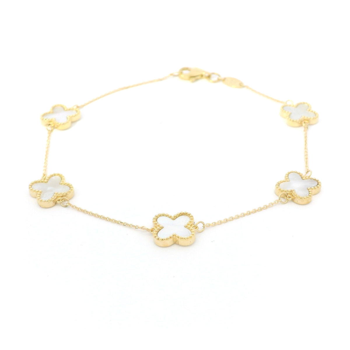 Mother of Pearl Clover 9ct Yellow Gold Bracelet