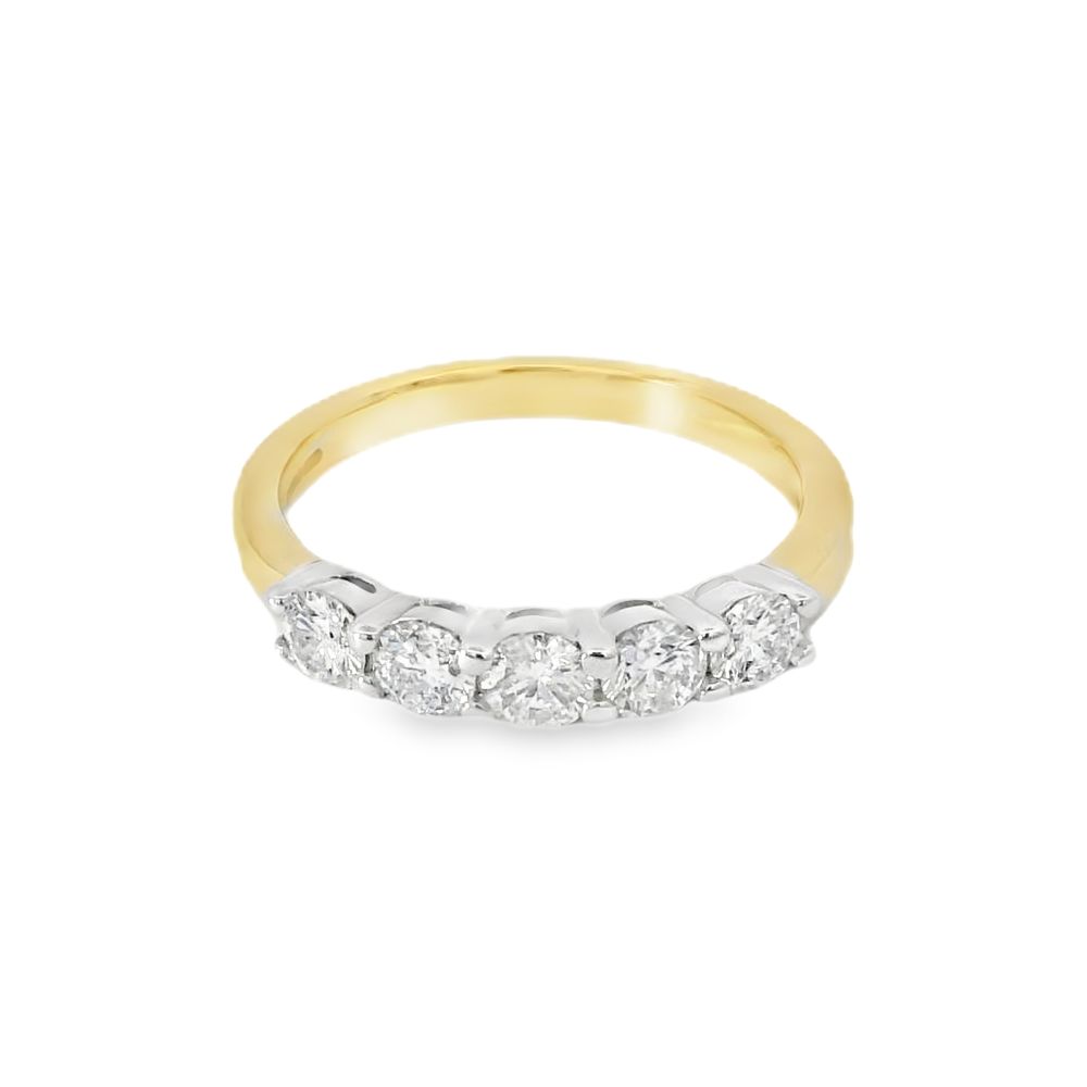 18ct Yellow Gold 5 Stone Diamond 0.75ct Ring