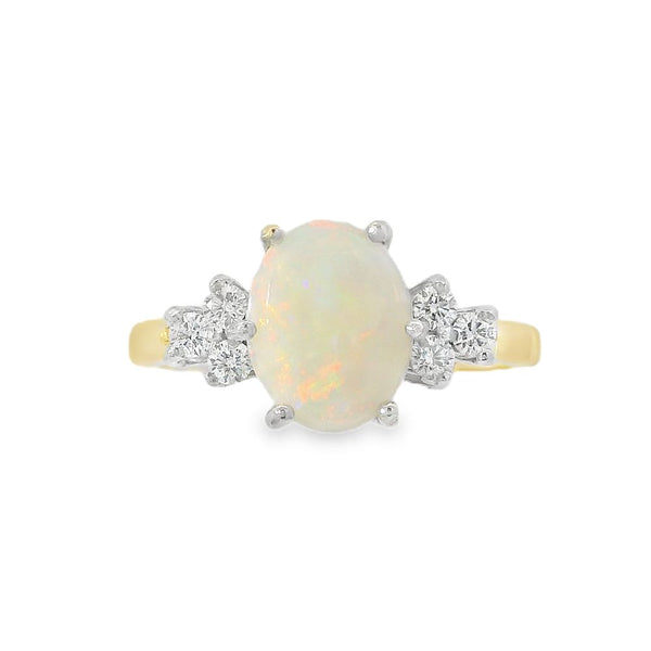 Opal & Diamond 18ct Yellow Gold Ring
