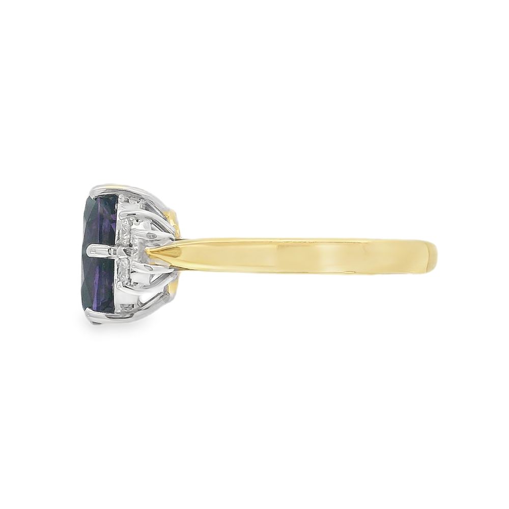 Amethyst & Diamond 18ct Yellow Gold Ring