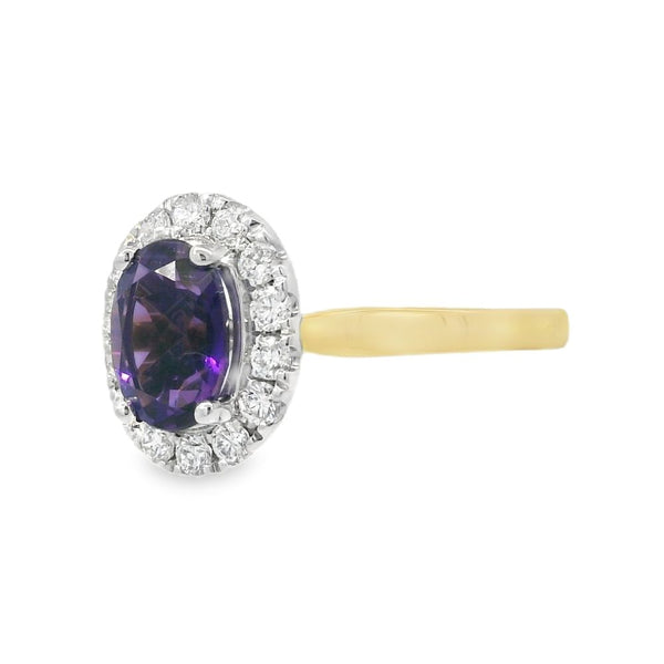 Amethyst & Diamond 18ct Yellow Gold Ring