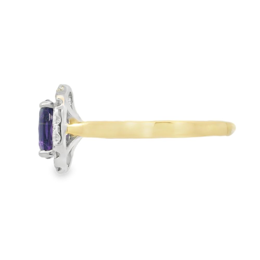 Amethyst & Diamond 18ct Yellow Gold Ring