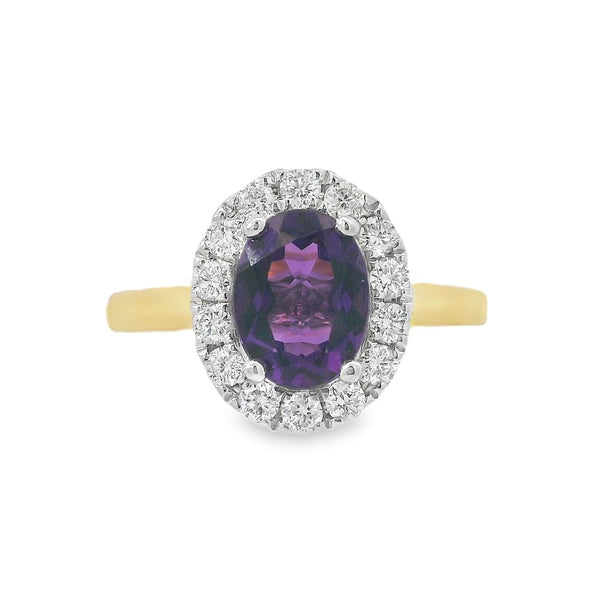 Amethyst & Diamond 18ct Yellow Gold Ring