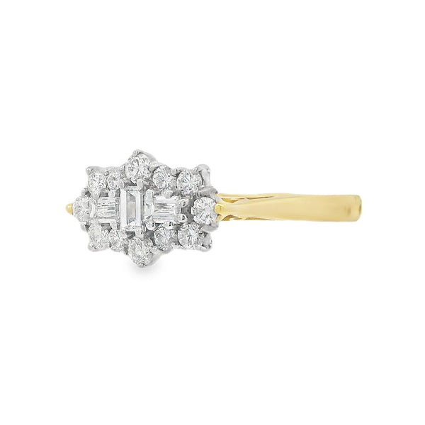 Diamond 18ct Yellow Gold Cluster Ring