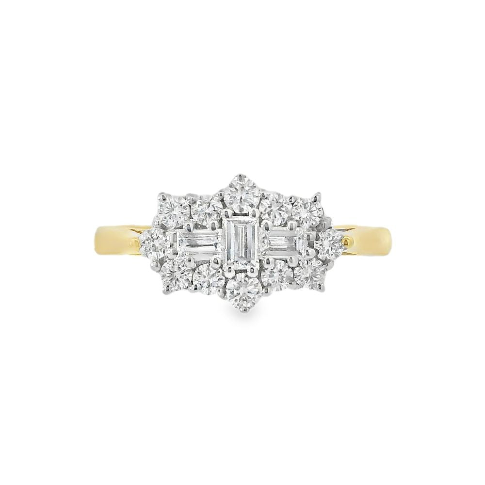Diamond 18ct Yellow Gold Cluster Ring