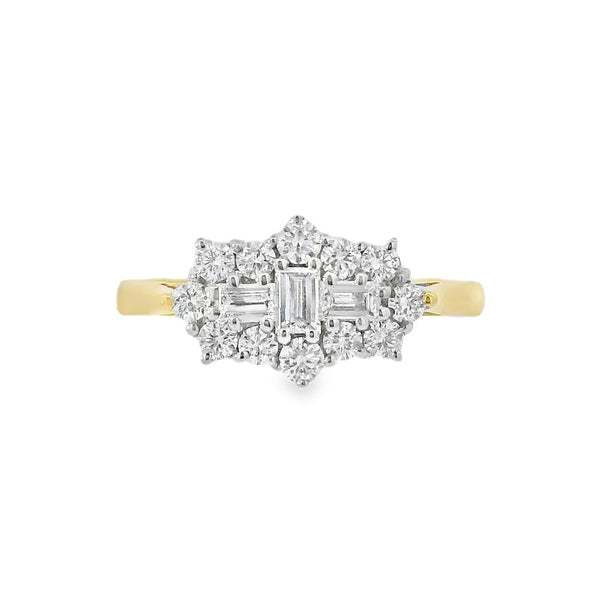 Diamond 18ct Yellow Gold Cluster Ring