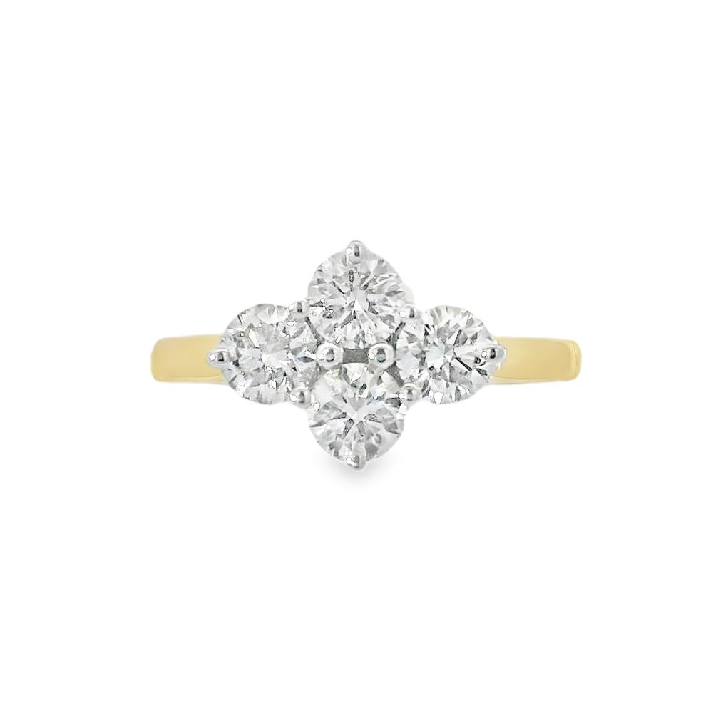 Diamond 4 Stone 1.08ct 18ct Yellow Gold Ring