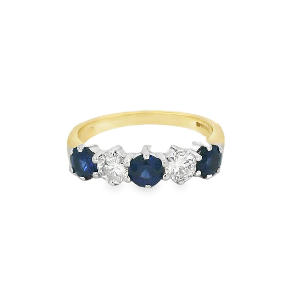 Sapphire & Diamond 5 Stone 18ct Ring