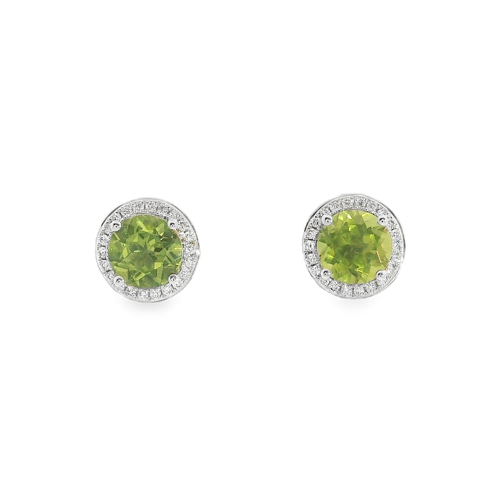 Peridot & Diamond 18ct White Gold Earrings