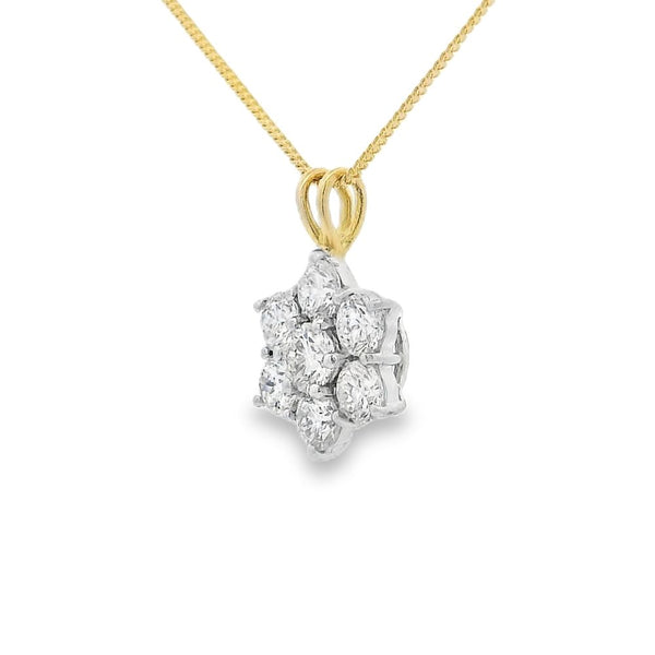 Diamond Flower Cluster 1.60ct 18ct Yellow & White Gold Pendant