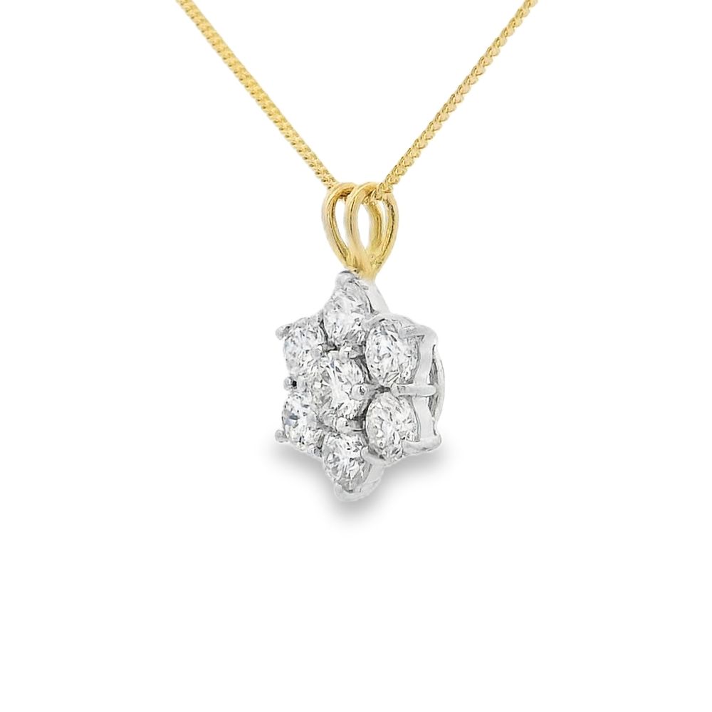Diamond Flower Cluster 1.60ct 18ct Yellow & White Gold Pendant