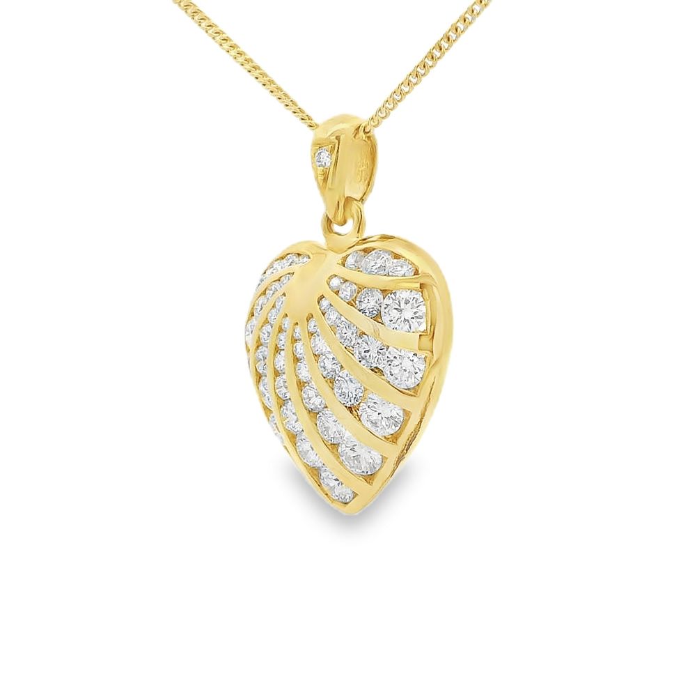 Diamond Heart Shaped 1.30ct 18ct Yellow Gold Pendant