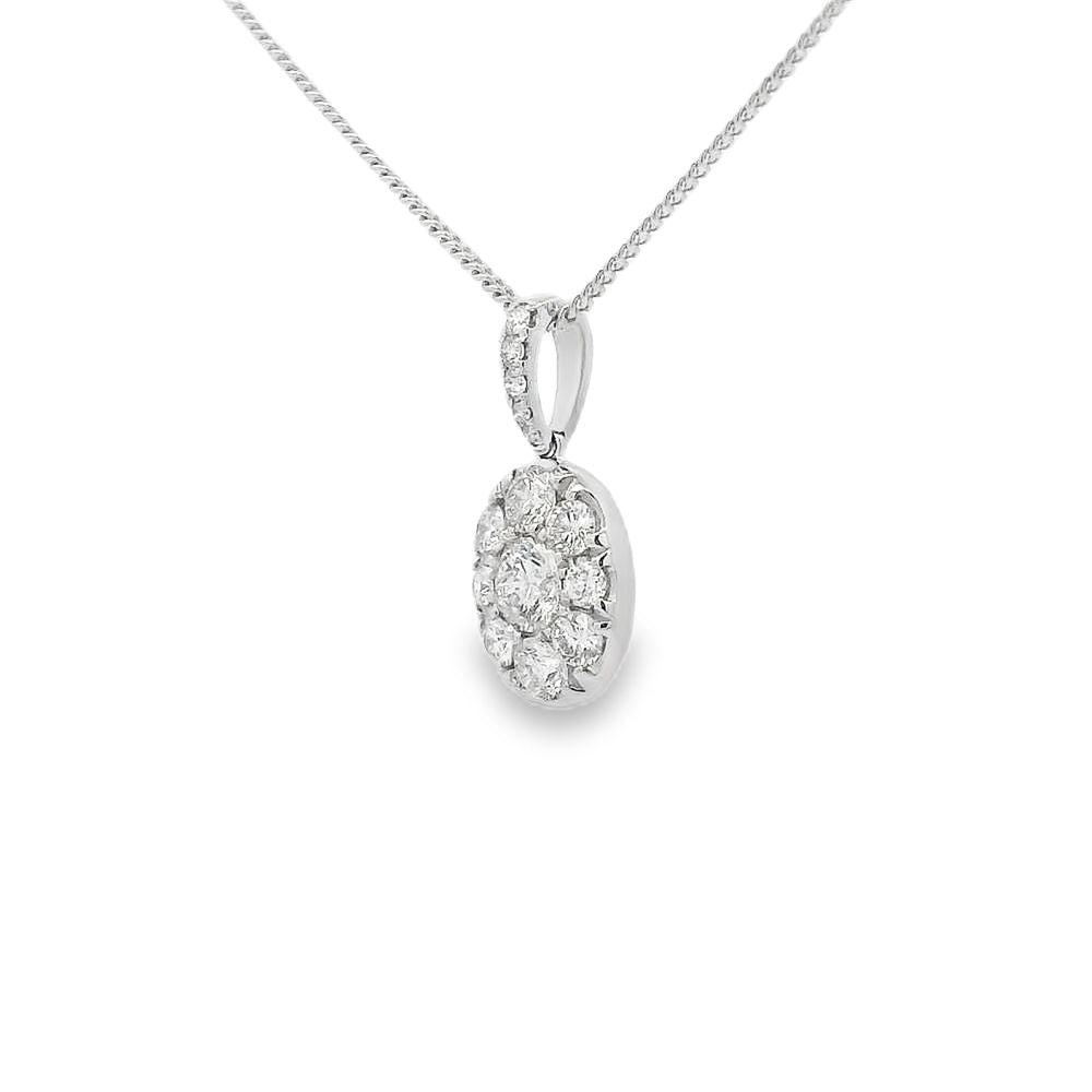 Diamond Oval Shaped 18ct White Gold Pendant