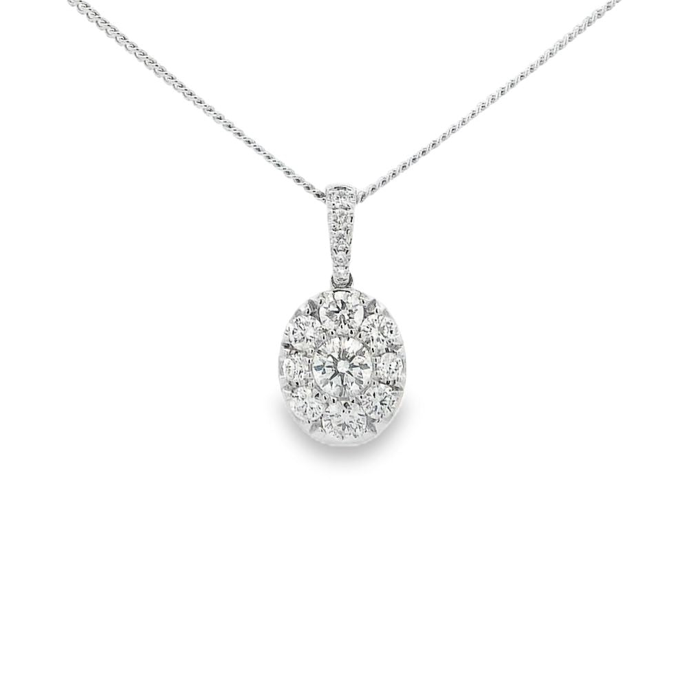 Diamond Oval Shaped 18ct White Gold Pendant