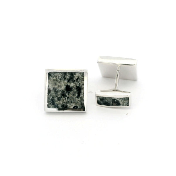 Silver Ailsa Craig Green Granite Cufflinks Square