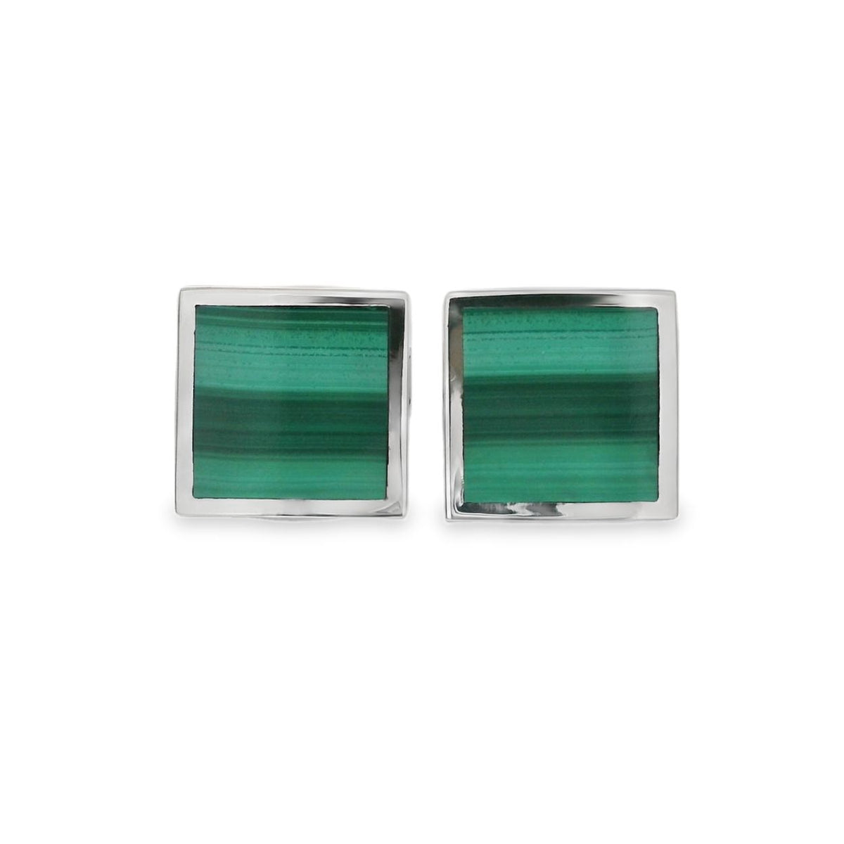 Silver Malachite Square Cufflinks