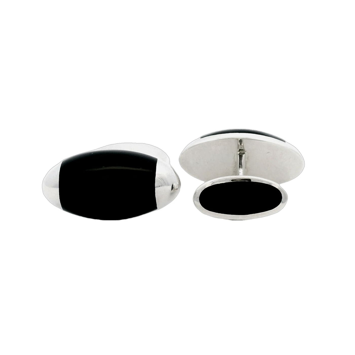 Silver Torpedo Onyx Cufflinks