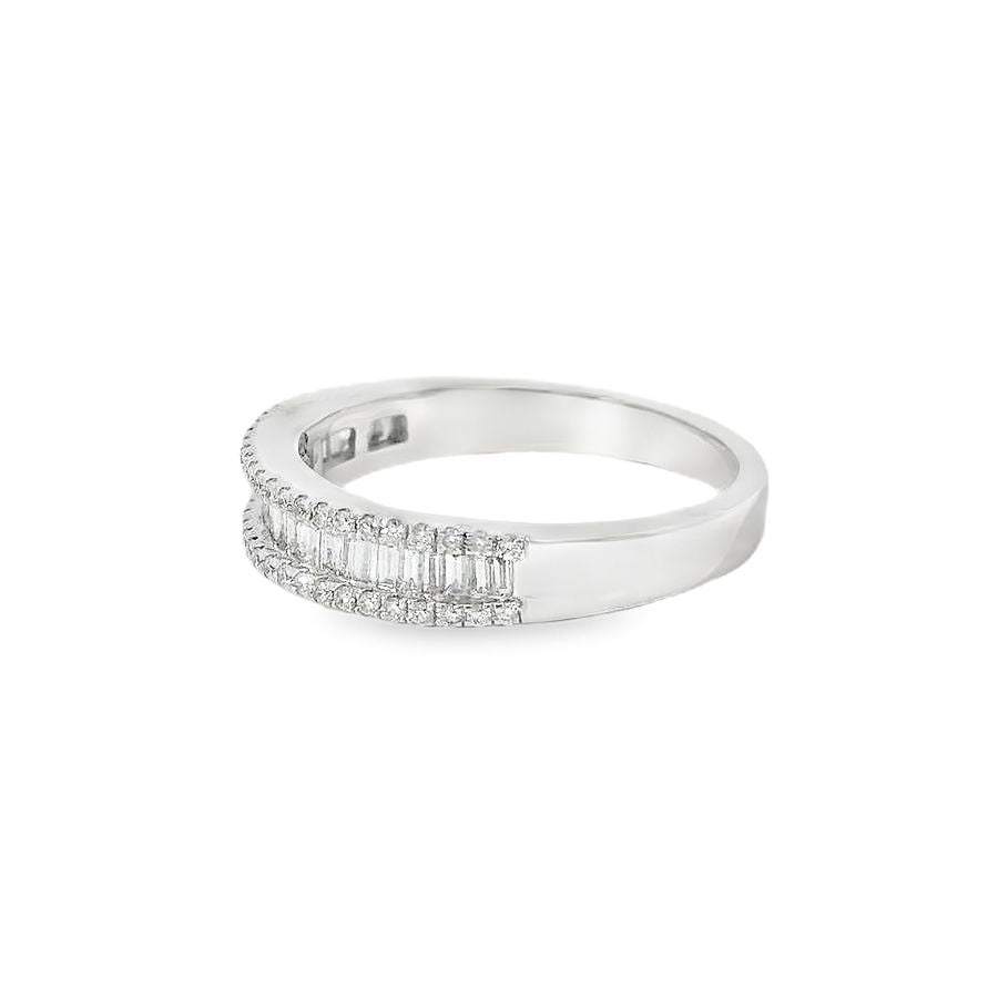 Diamond 18ct White Gold Baguette and Round Cut Eternity Ring
