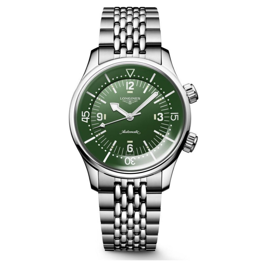 Longines Heritage Legend Diver Green Automatic 39mm Watch L3.764.4.06.6