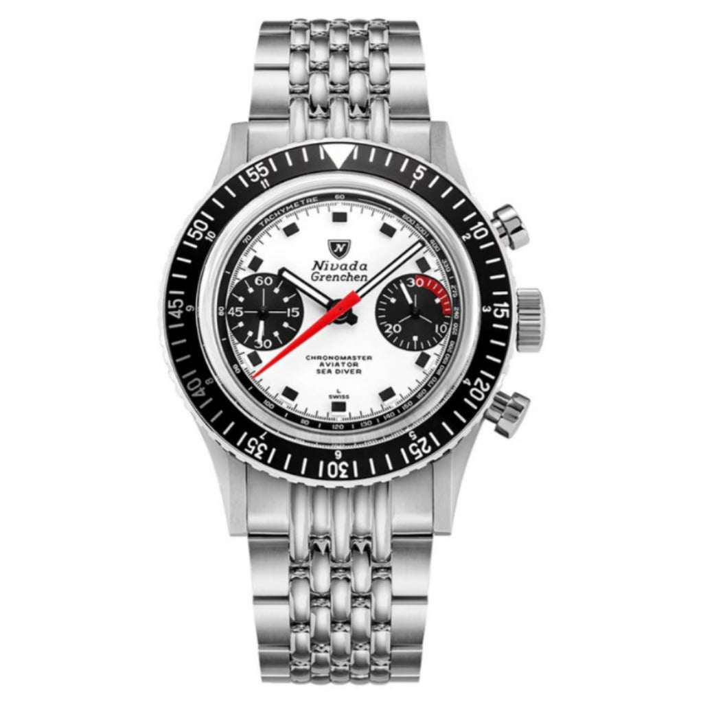Nivada Grenchen Chronomaster 38mm Paul Newman Interchangeable Bezel Watch 86054M04LO