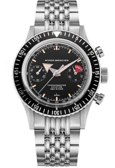 Nivada Grenchen Chronomaster 38mm Broad Arrow Interchangeable Bezel Watch 86056M04LO