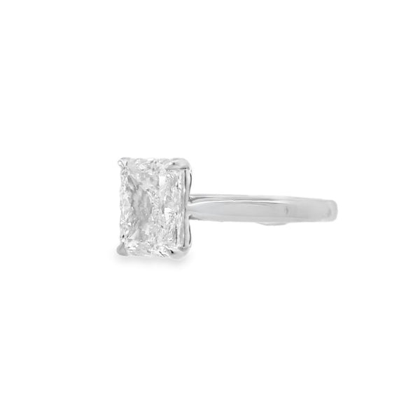 Radiant Cut Single Stone 2.03ct Lab Grown Diamond, Platinum Ring