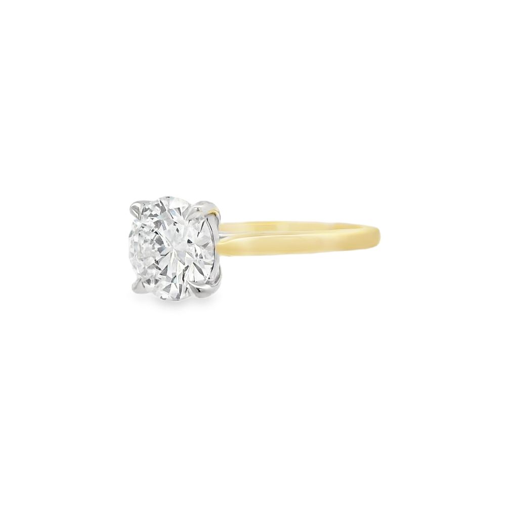 Round Brilliant Cut Single Stone 2.00ct Lab Grown Diamond, 18ct Yellow Gold Ring
