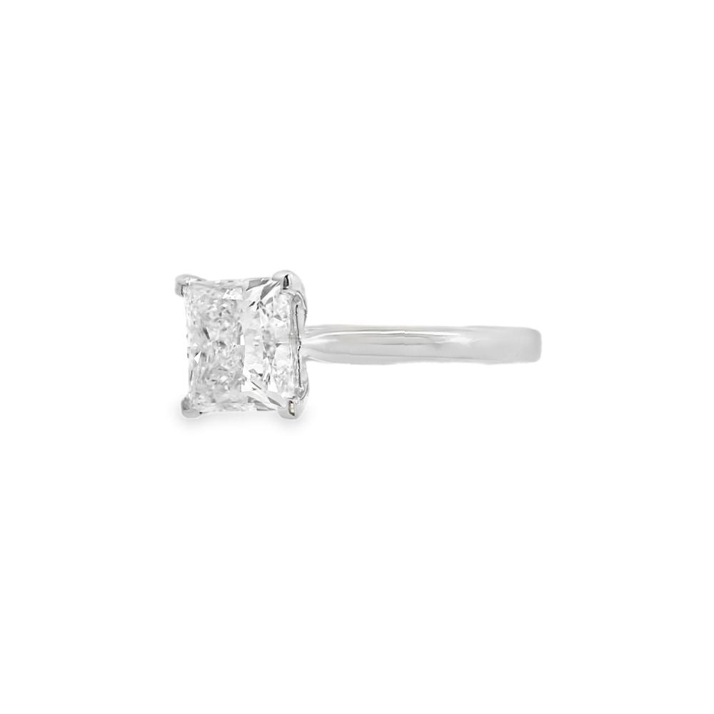 Princess Cut Single Stone 2.21ct Lab Grown Diamond, Platinum Ring