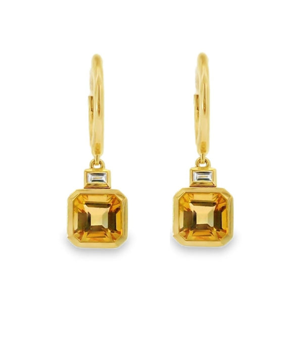 Citrine and Diamond 18ct Yellow Gold Earrings